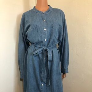 Eileen Fisher M Dress Blue Cotton Drapey Denim